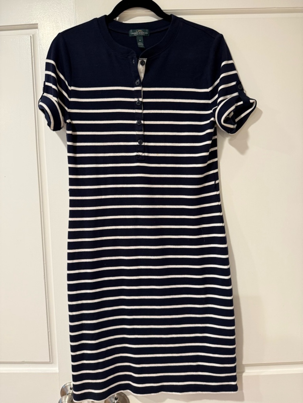 Ralph Lauren Navy and White Striped Short-Sleeve t-shirt Dress